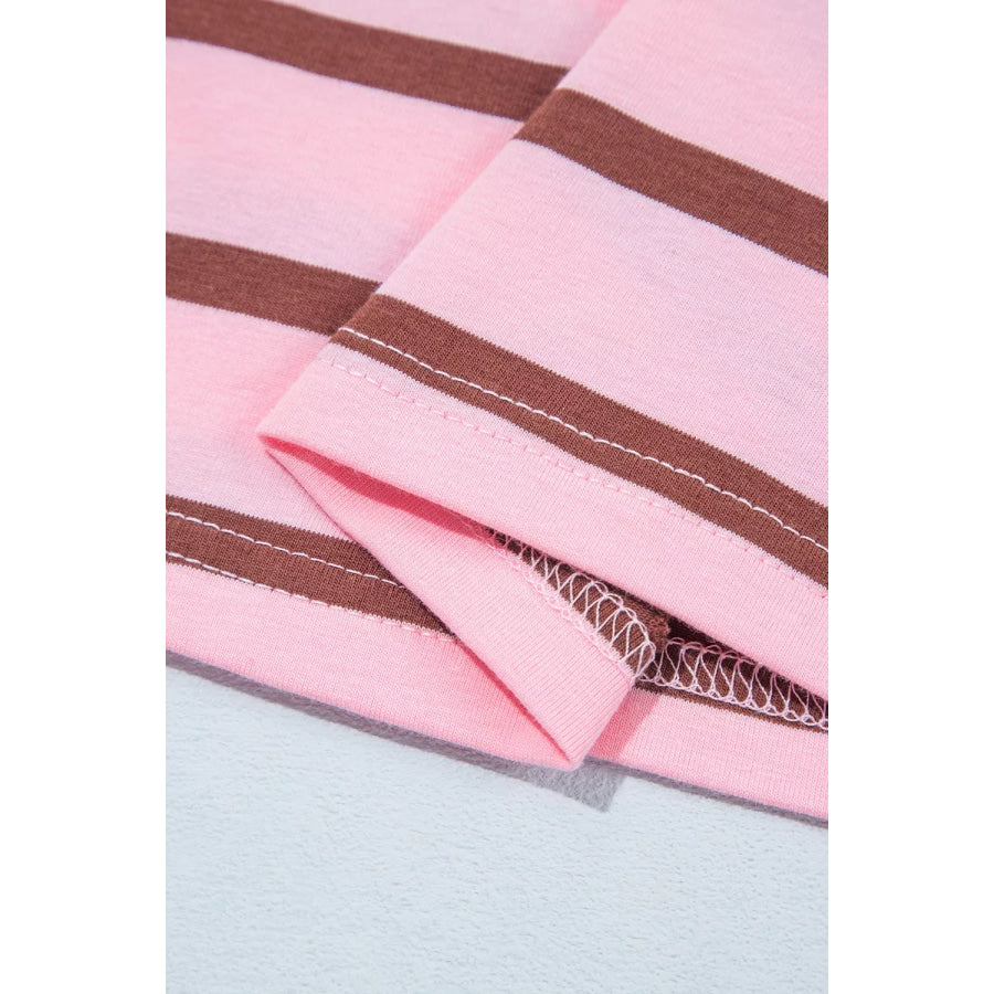 Stripe Striped Long Sleeve Collar Shift Top Apparel and Accessories