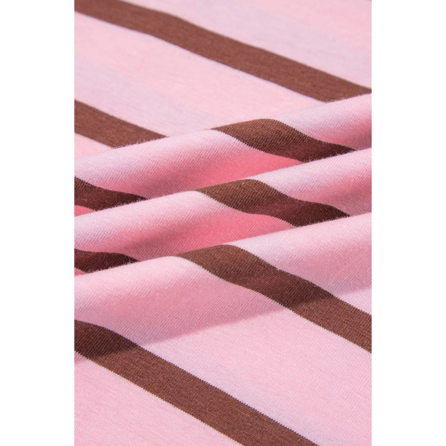 Stripe Striped Long Sleeve Collar Shift Top Apparel and Accessories