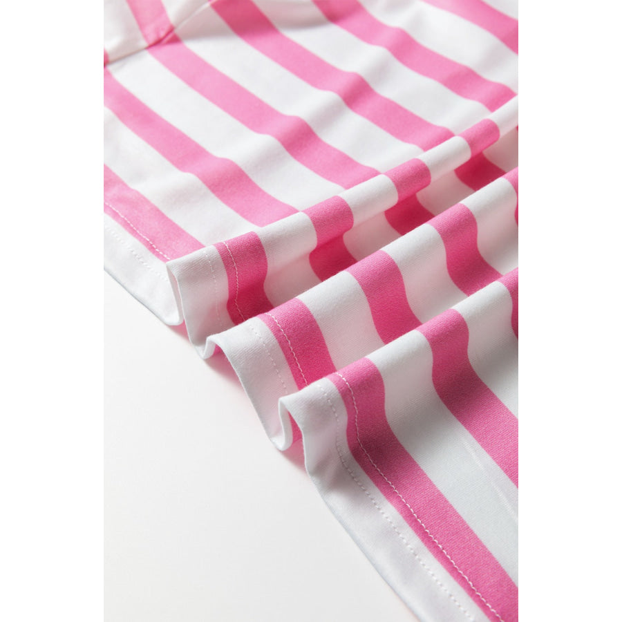 Stripe V Neck Patched Pocket Casual T Shirt Apparel and Accessories