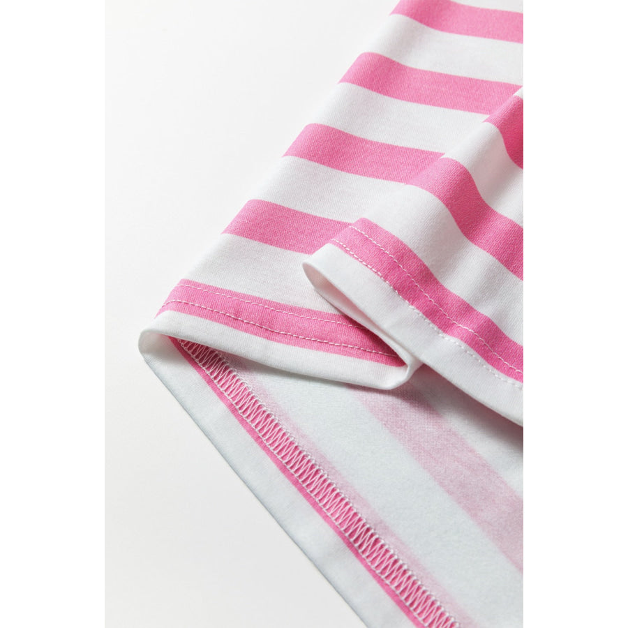 Stripe V Neck Patched Pocket Casual T Shirt Apparel and Accessories