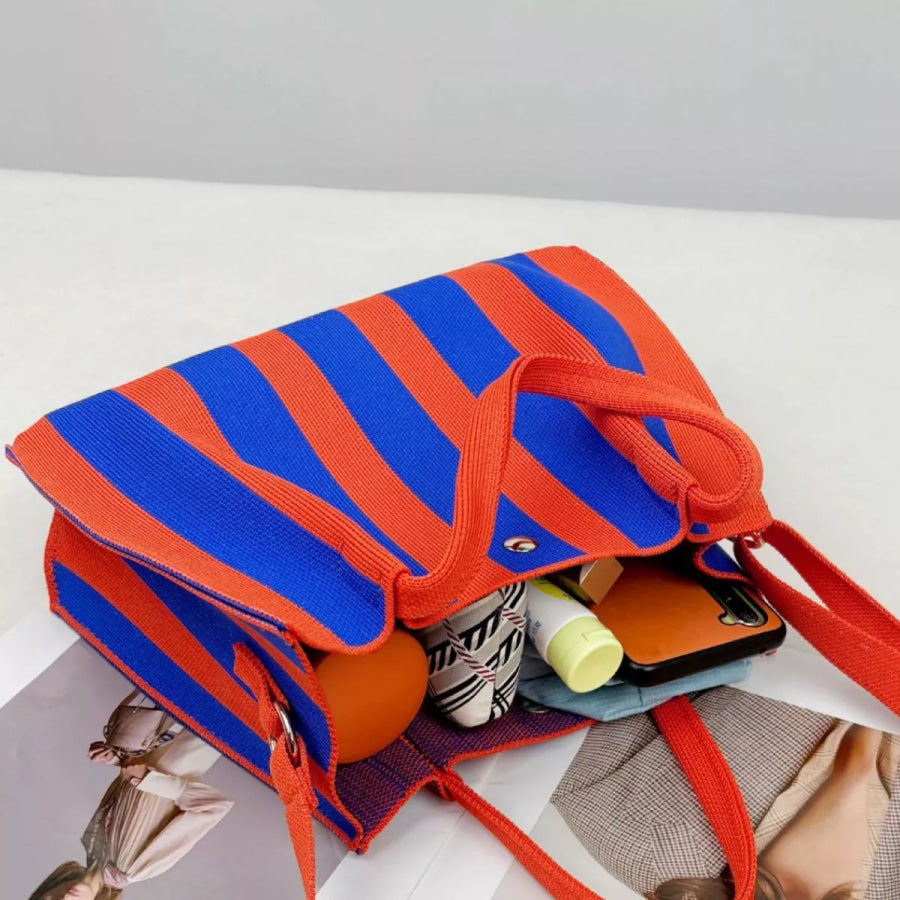 Striped Adjustable Strap Crossbody Bag Apparel and Accessories