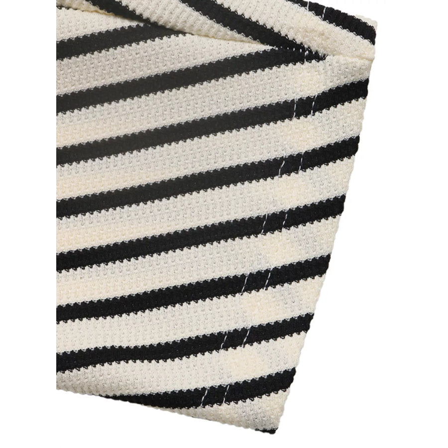 Striped Batwing Sleeve Crew Neck T-Shirt Apparel and Accessories