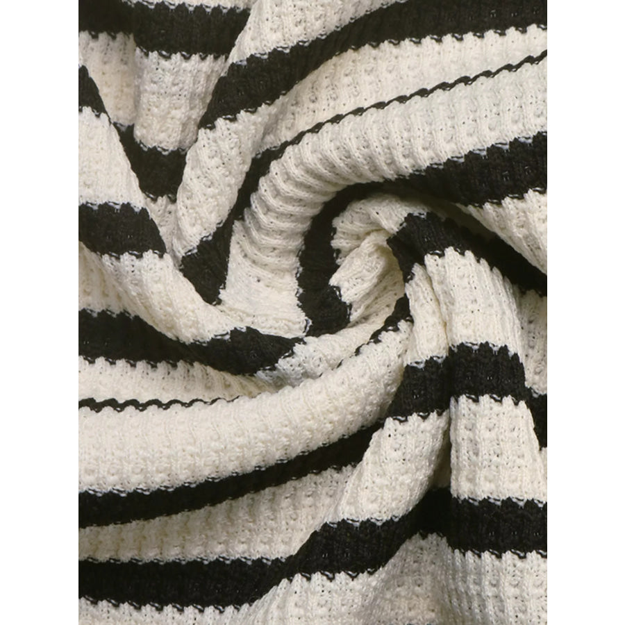 Striped Batwing Sleeve Crew Neck T-Shirt Apparel and Accessories