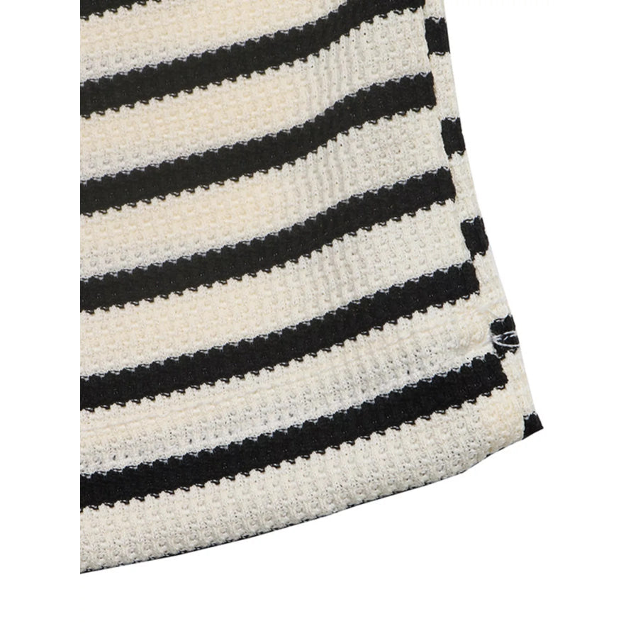 Striped Batwing Sleeve Crew Neck T-Shirt Apparel and Accessories