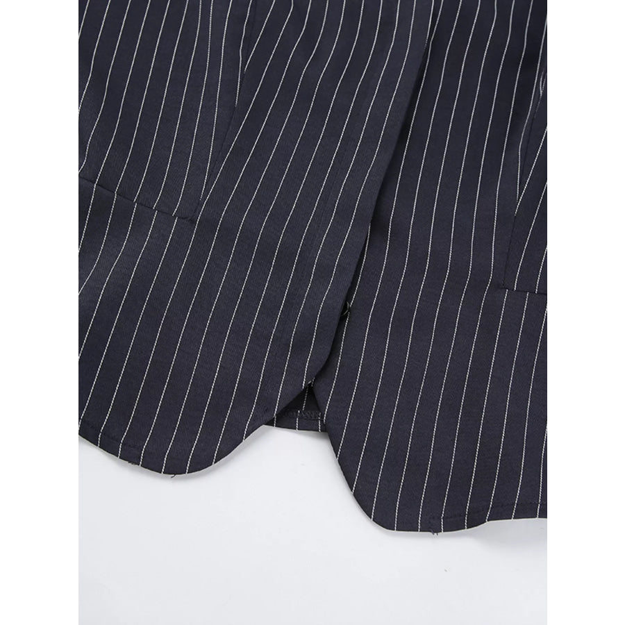 Striped Blazer and Mini Skirt Set with Scarf Detail Apparel Accessories