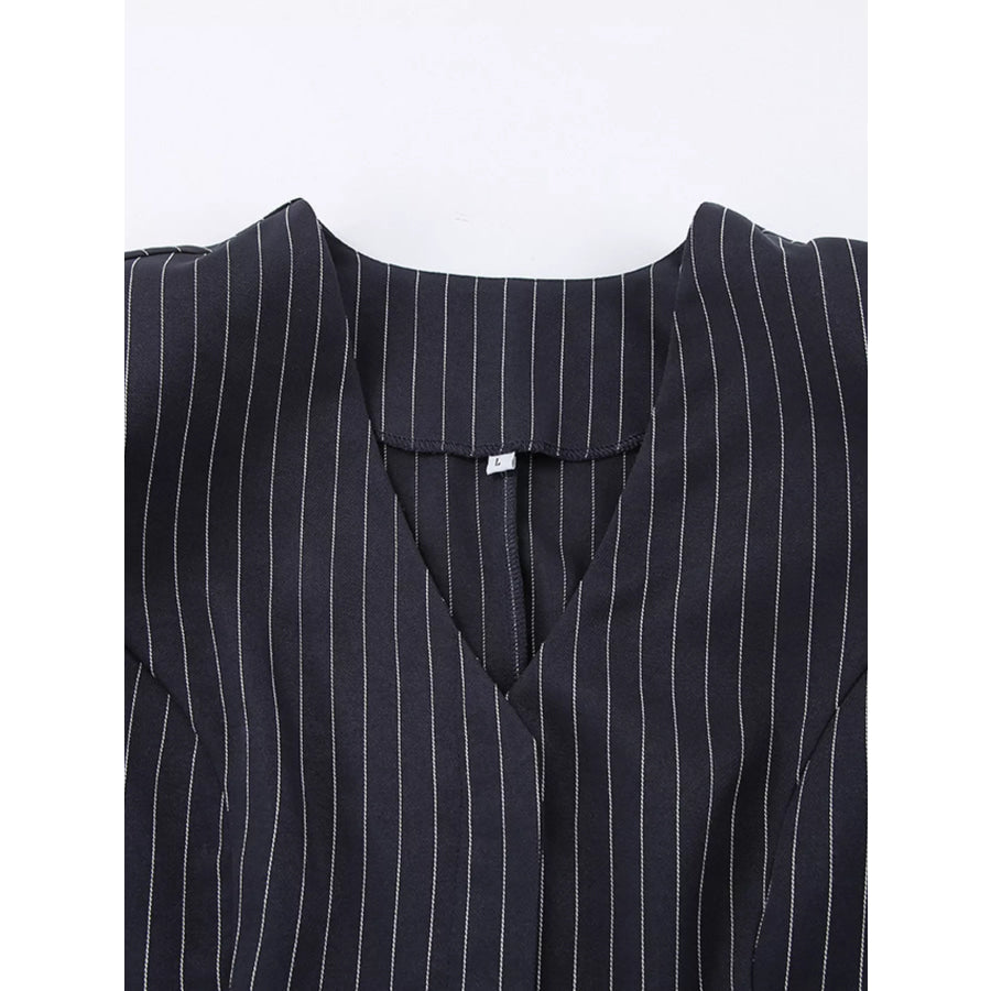 Striped Blazer and Mini Skirt Set with Scarf Detail Apparel Accessories
