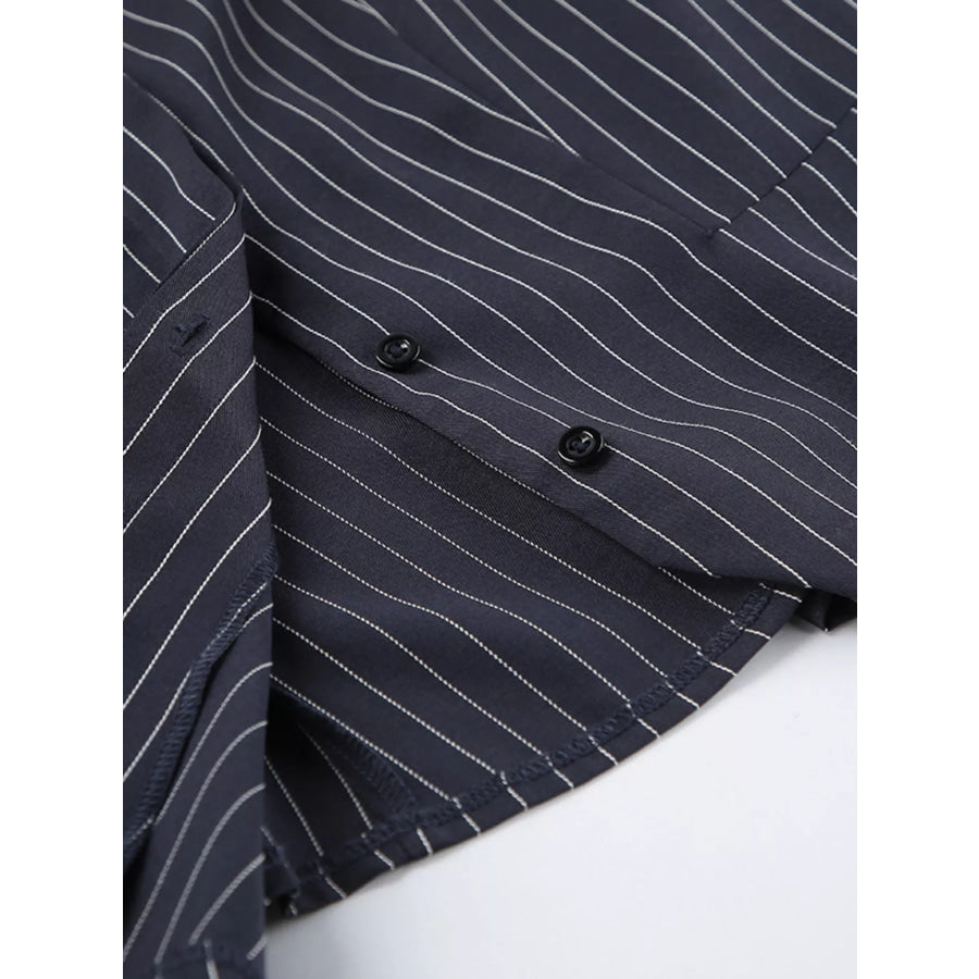 Striped Blazer and Mini Skirt Set with Scarf Detail Apparel Accessories
