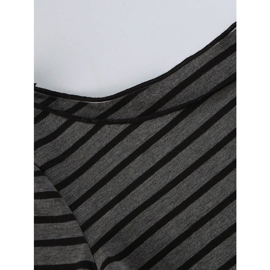 Striped Boat Neck Long Sleeve T-Shirt Apparel and Accessories