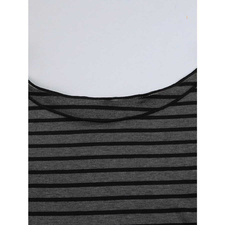 Striped Boat Neck Long Sleeve T-Shirt Apparel and Accessories