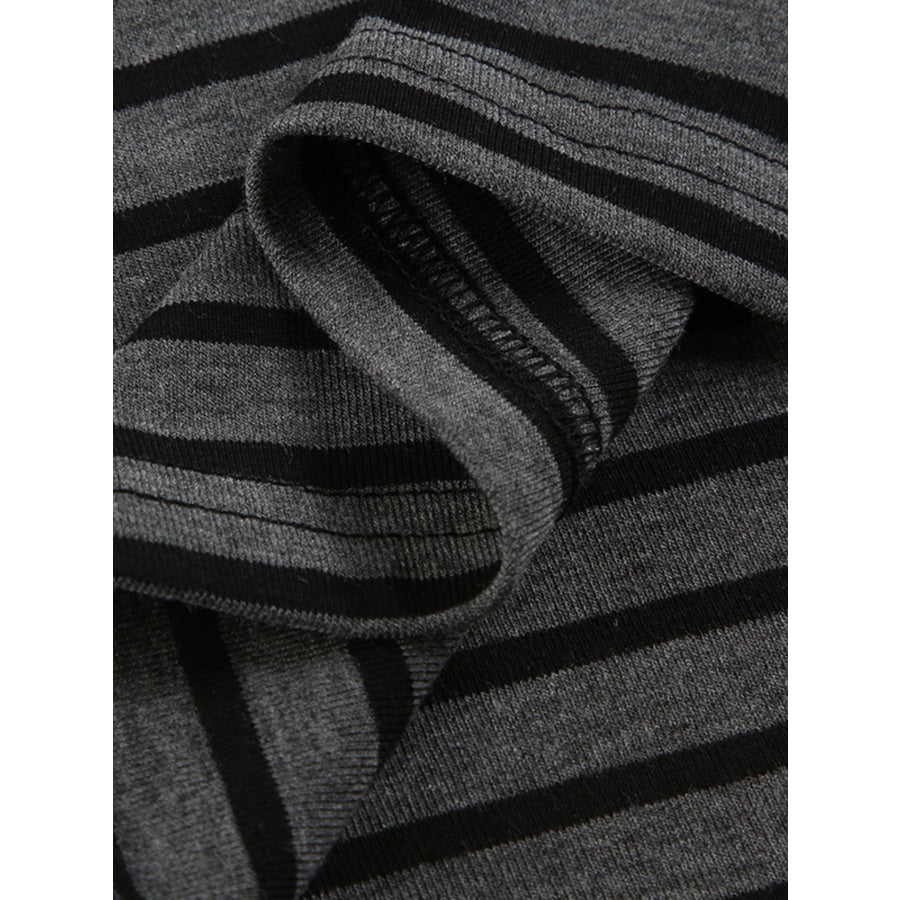 Striped Boat Neck Long Sleeve T-Shirt Apparel and Accessories