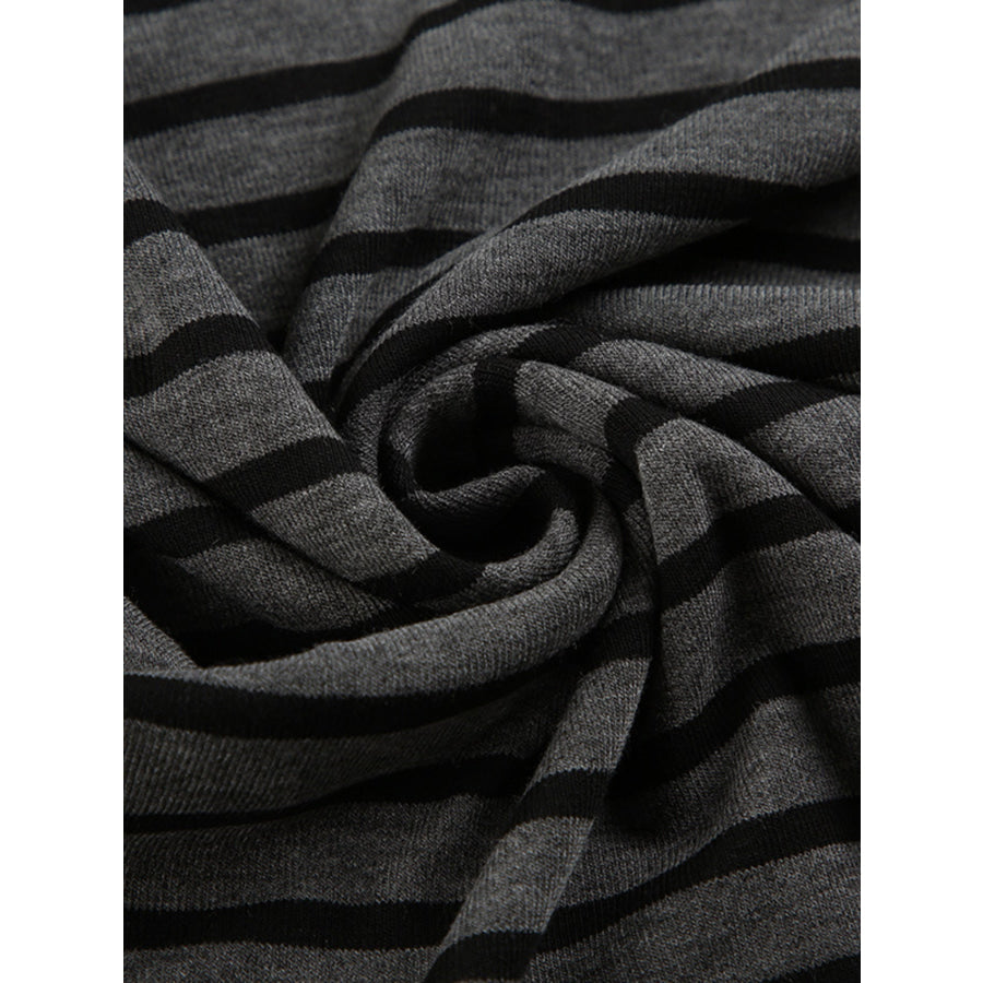 Striped Boat Neck Long Sleeve T-Shirt Apparel and Accessories