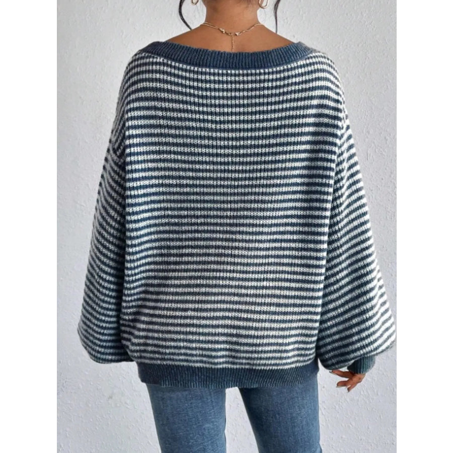Striped Boat Neck Sweater Apparel and Accessories