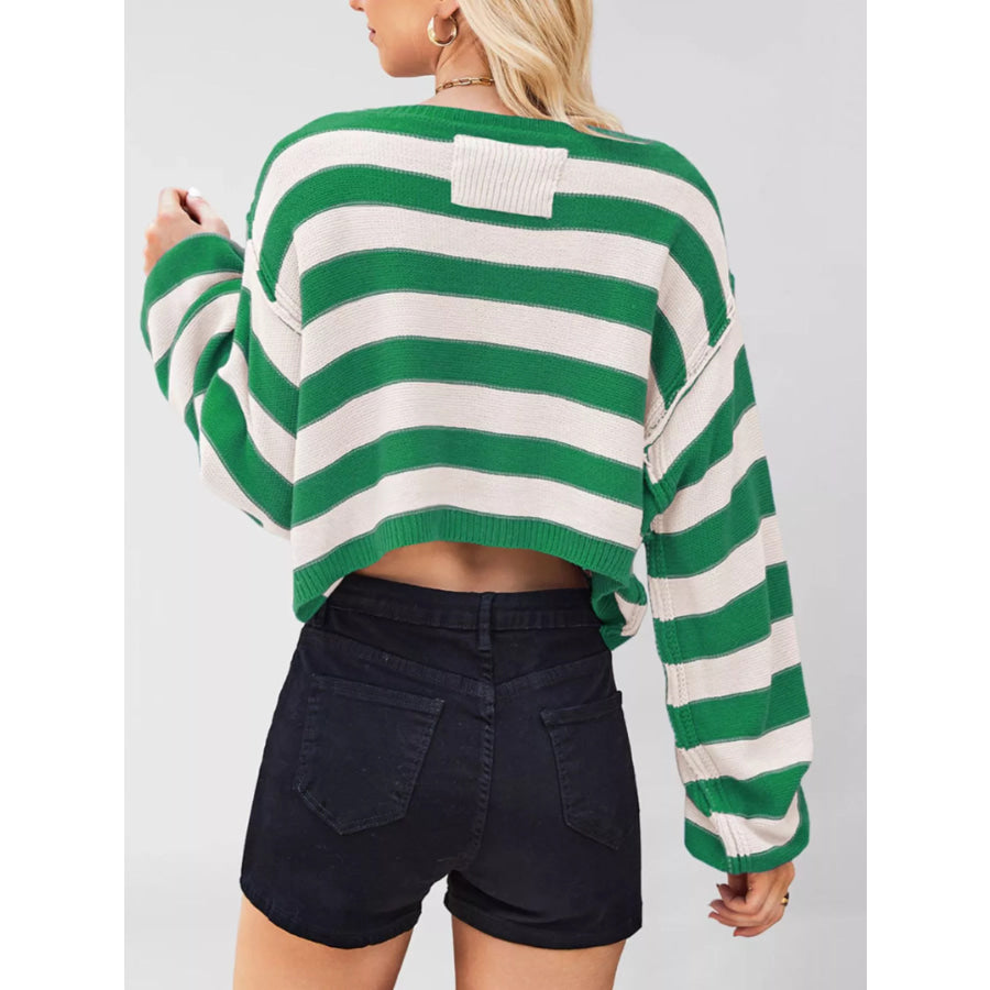 Striped Boat Neck Sweater Apparel and Accessories