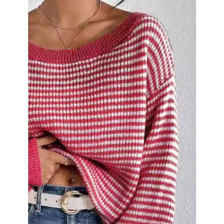 Striped Boat Neck Sweater Apparel and Accessories