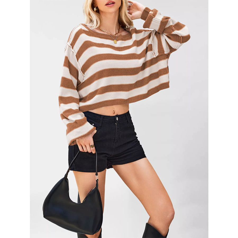 Striped Boat Neck Sweater Apparel and Accessories