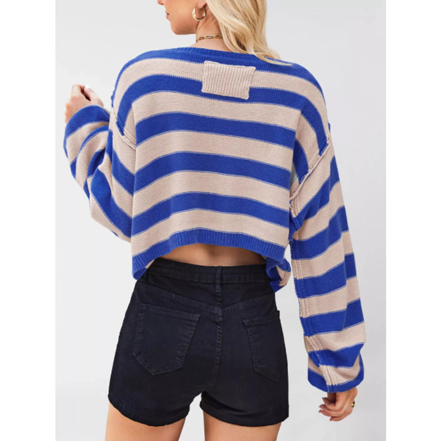 Striped Boat Neck Sweater Apparel and Accessories