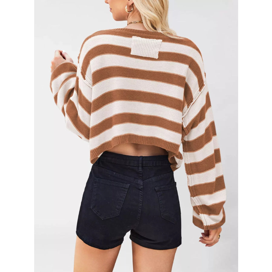 Striped Boat Neck Sweater Apparel and Accessories