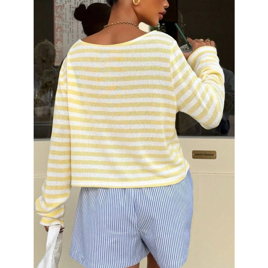 Striped Boat Neck T-Shirt Apparel and Accessories