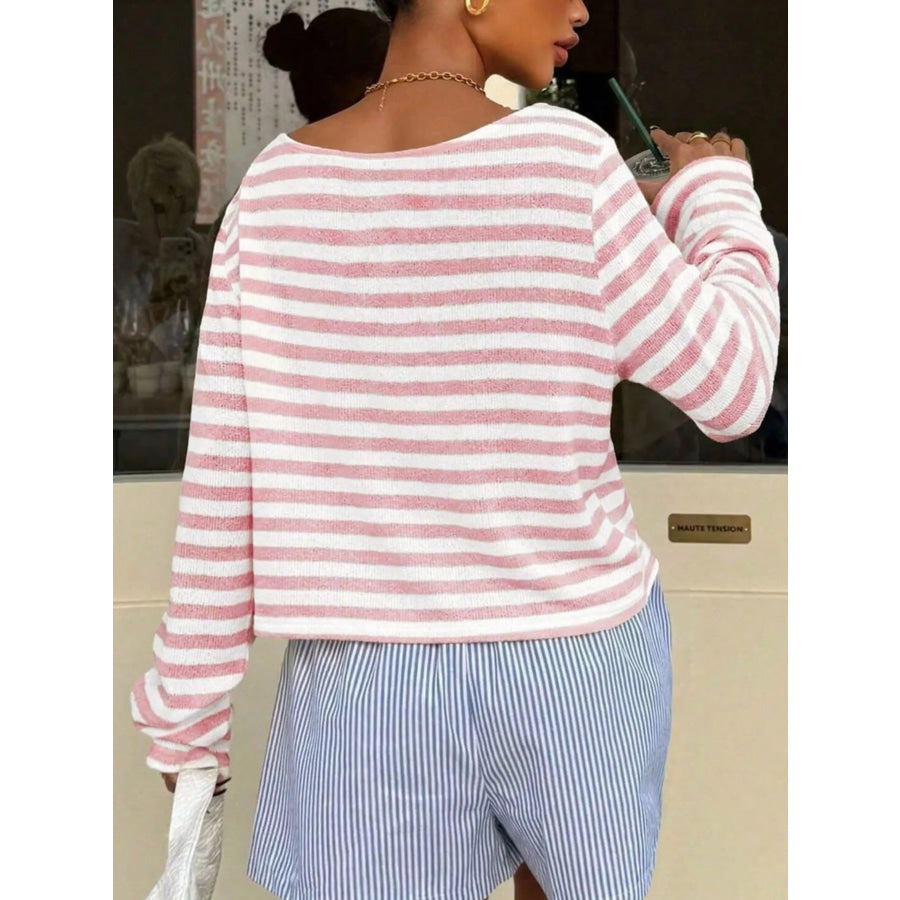 Striped Boat Neck T-Shirt Apparel and Accessories