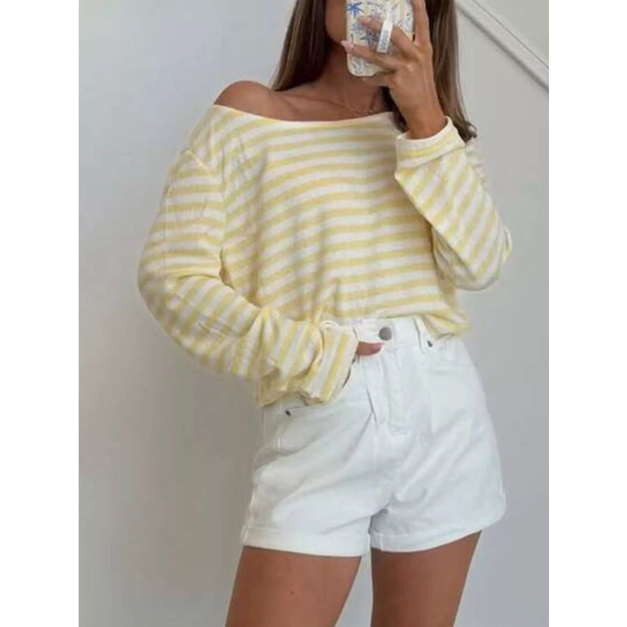 Striped Boat Neck T-Shirt Apparel and Accessories