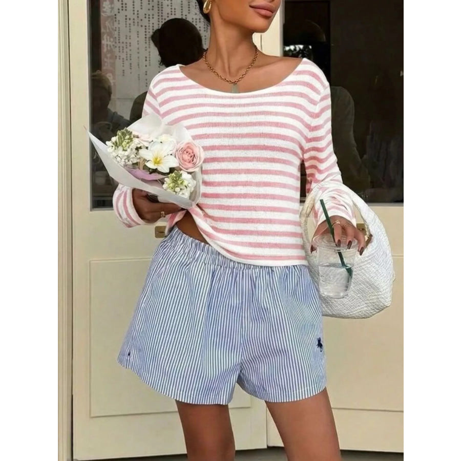 Striped Boat Neck T-Shirt Apparel and Accessories