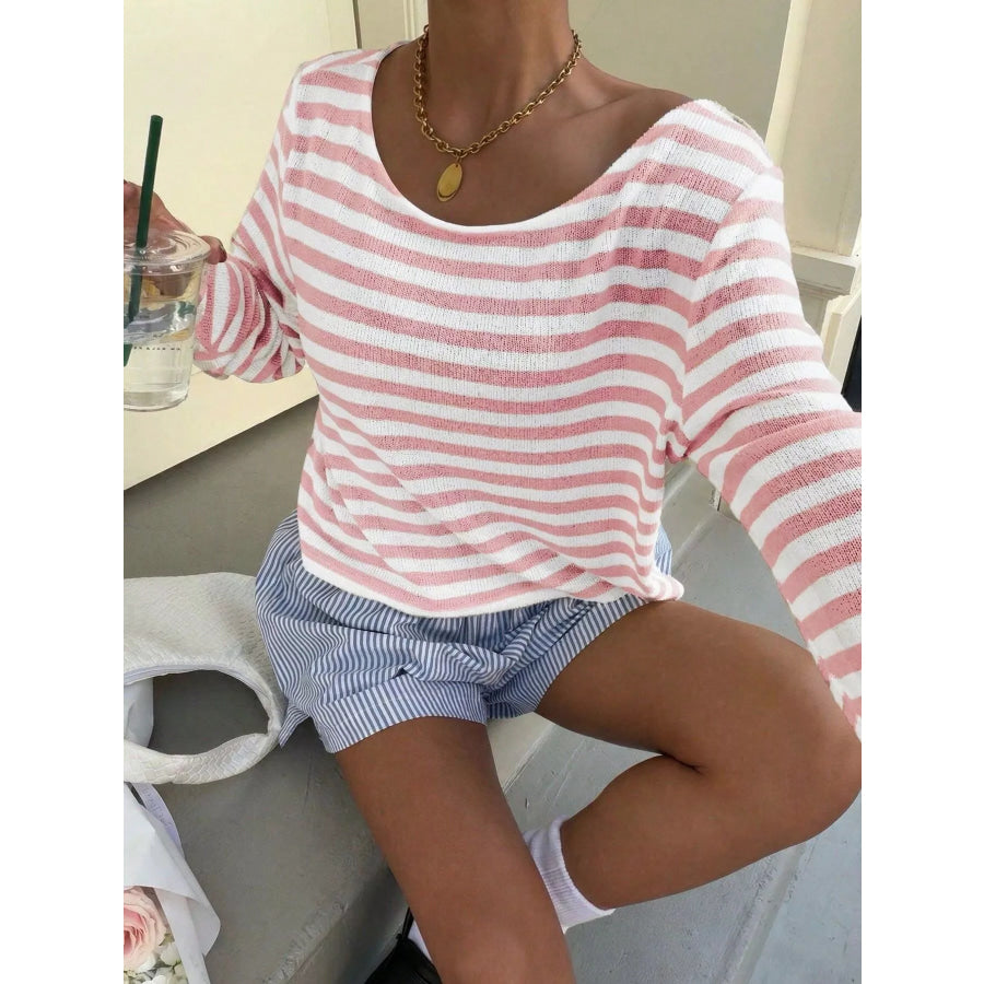Striped Boat Neck T-Shirt Apparel and Accessories