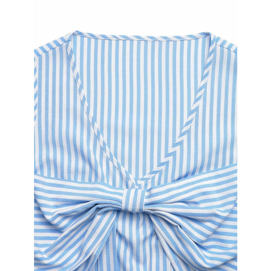 Striped Bowknot Sleeveless Top & Shorts Set Apparel and Accessories