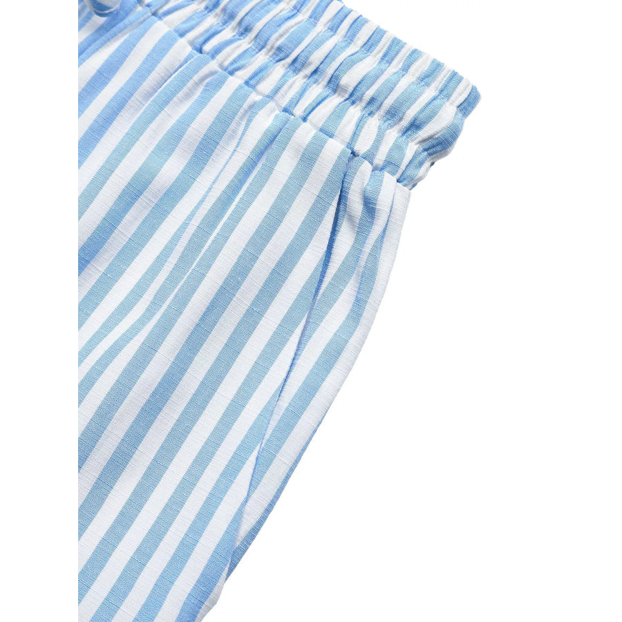 Striped Bowknot Sleeveless Top & Shorts Set Apparel and Accessories