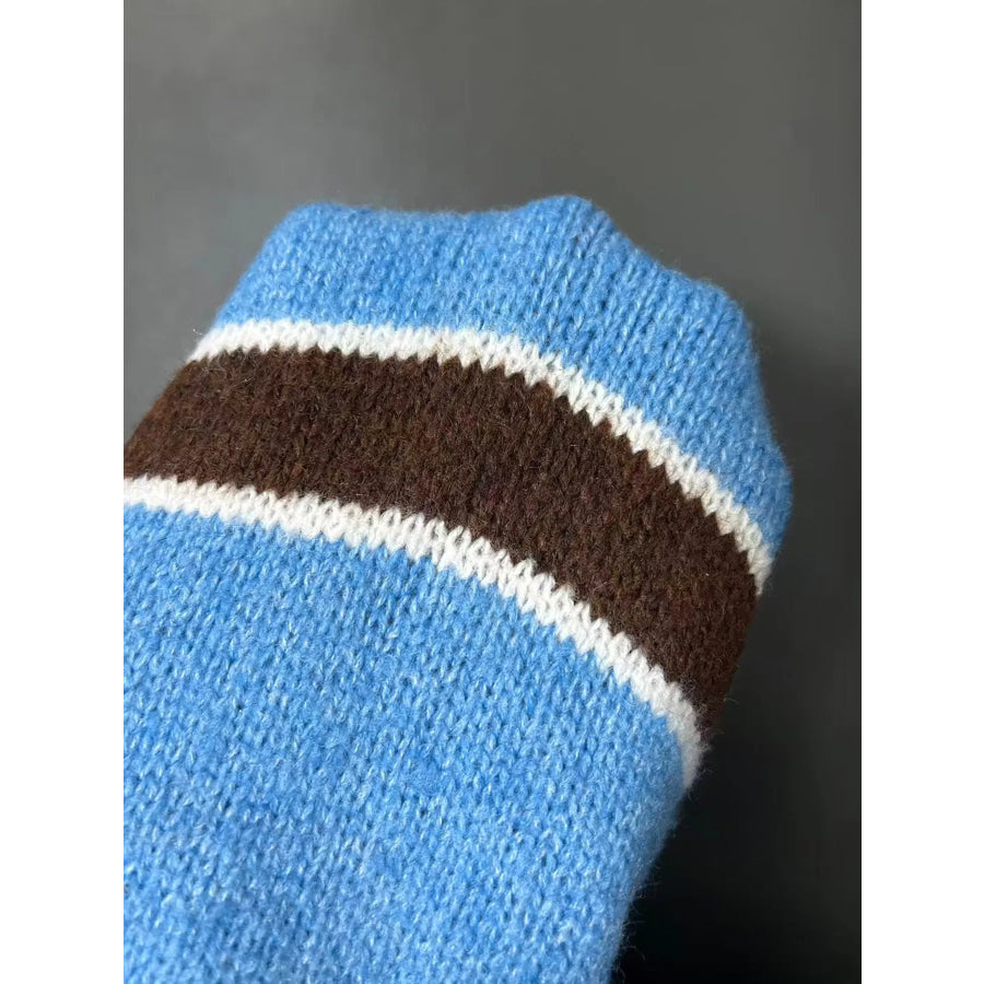 Striped Button Detail Sweater Apparel and Accessories