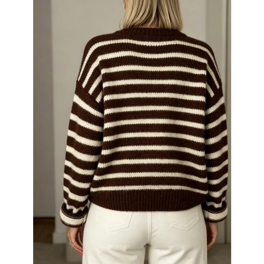 Striped Button-Down Cardigan Apparel and Accessories