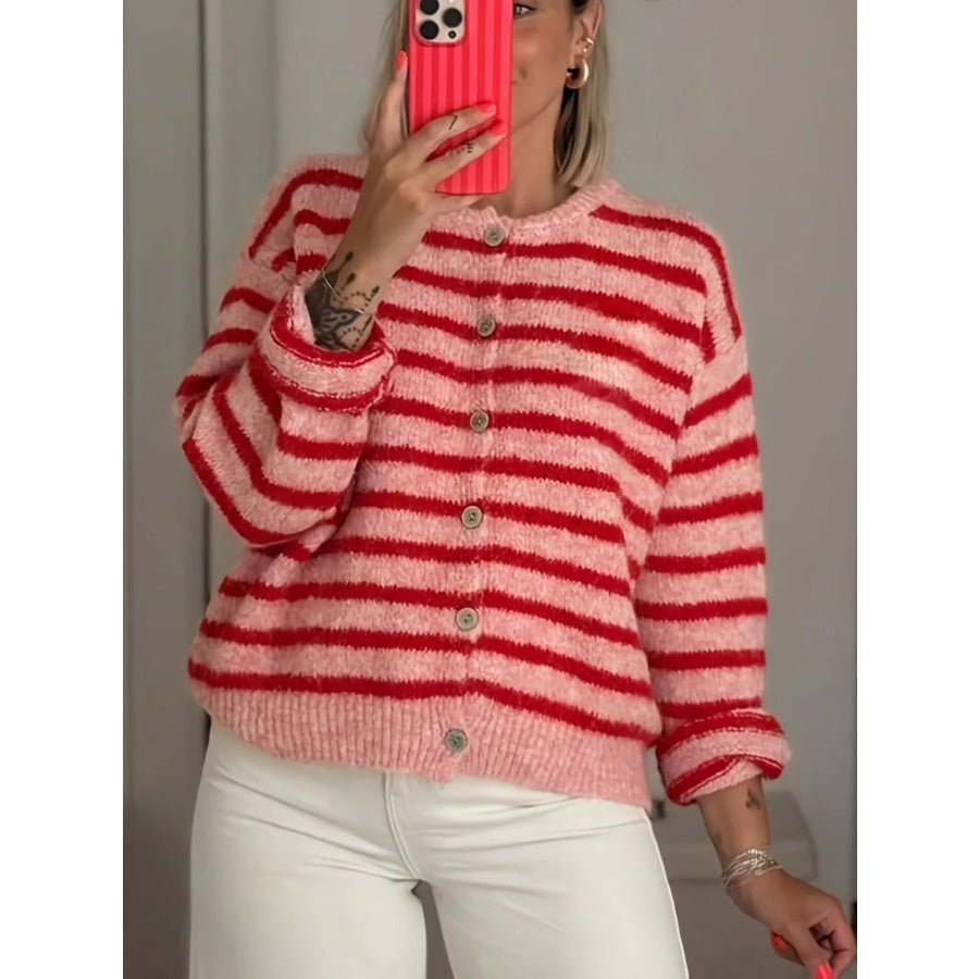 Striped Button-Down Cardigan Apparel and Accessories