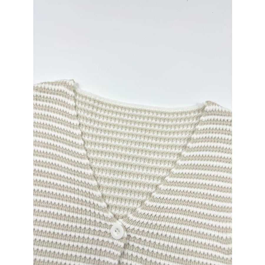 Striped Button-Down Cropped Sweater Vest Apparel and Accessories