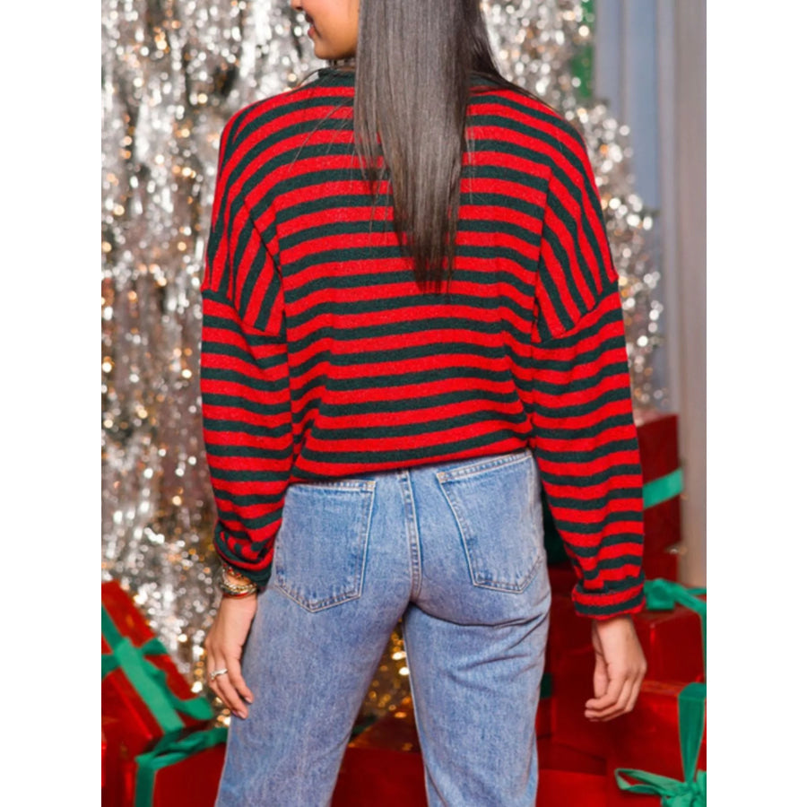 Striped Button-Down Knit Cardigan Apparel and Accessories