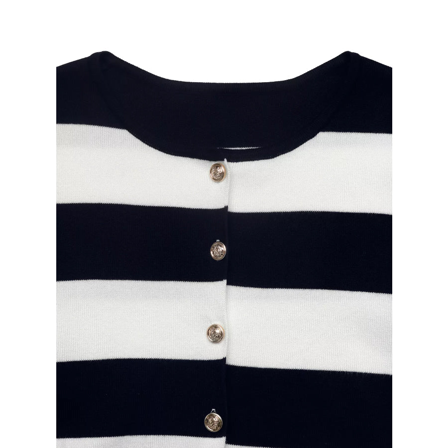 Striped Button-Down Knit Cardigan Apparel and Accessories