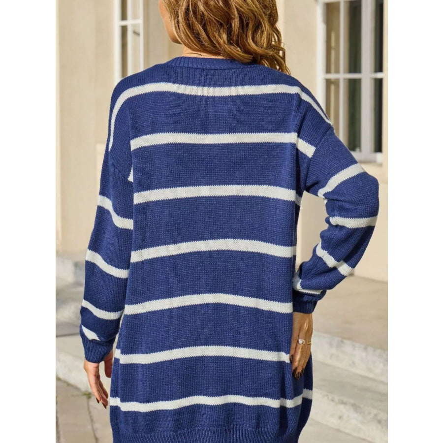 Striped Button-Down Knit Cardigan Apparel and Accessories