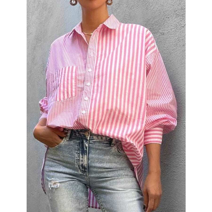 Striped Button Down Long Sleeve Shirt Apparel and Accessories