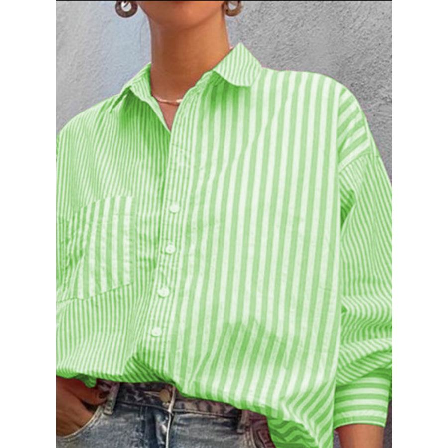 Striped Button Down Long Sleeve Shirt Apparel and Accessories