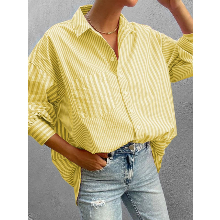 Striped Button Down Long Sleeve Shirt Apparel and Accessories