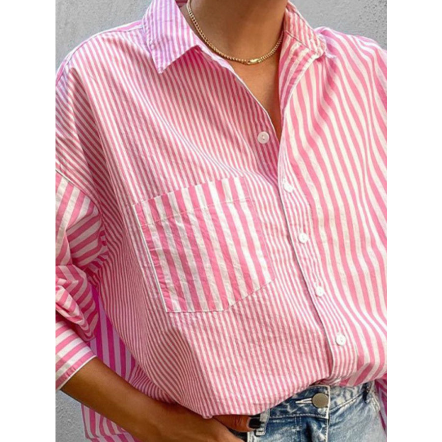 Striped Button Down Long Sleeve Shirt Apparel and Accessories