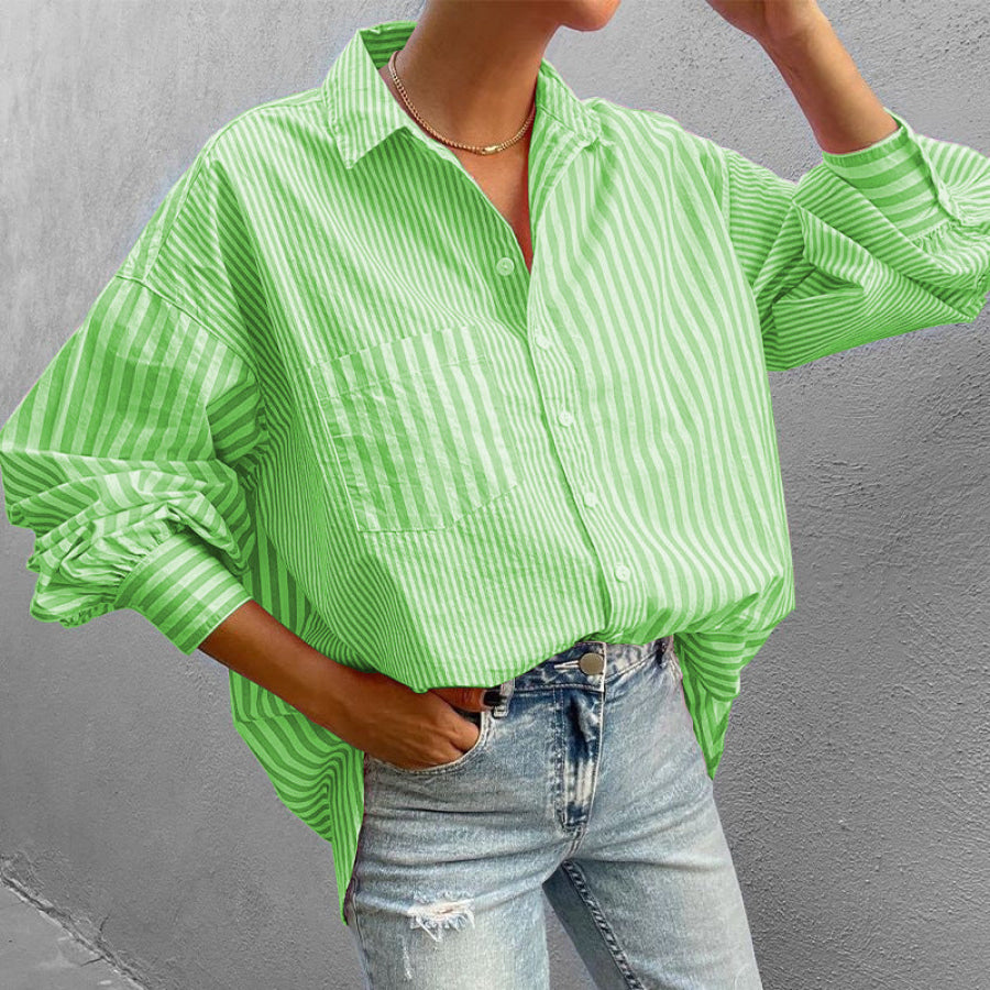 Striped Button Down Long Sleeve Shirt Apparel and Accessories