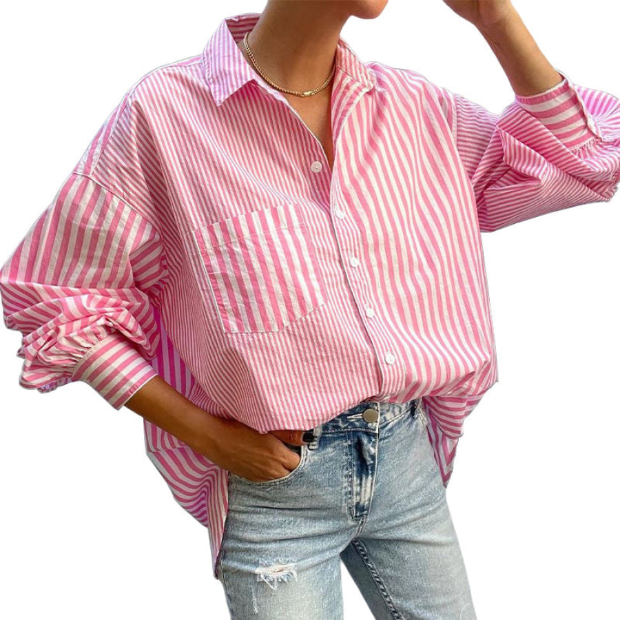 Striped Button Down Long Sleeve Shirt Apparel and Accessories
