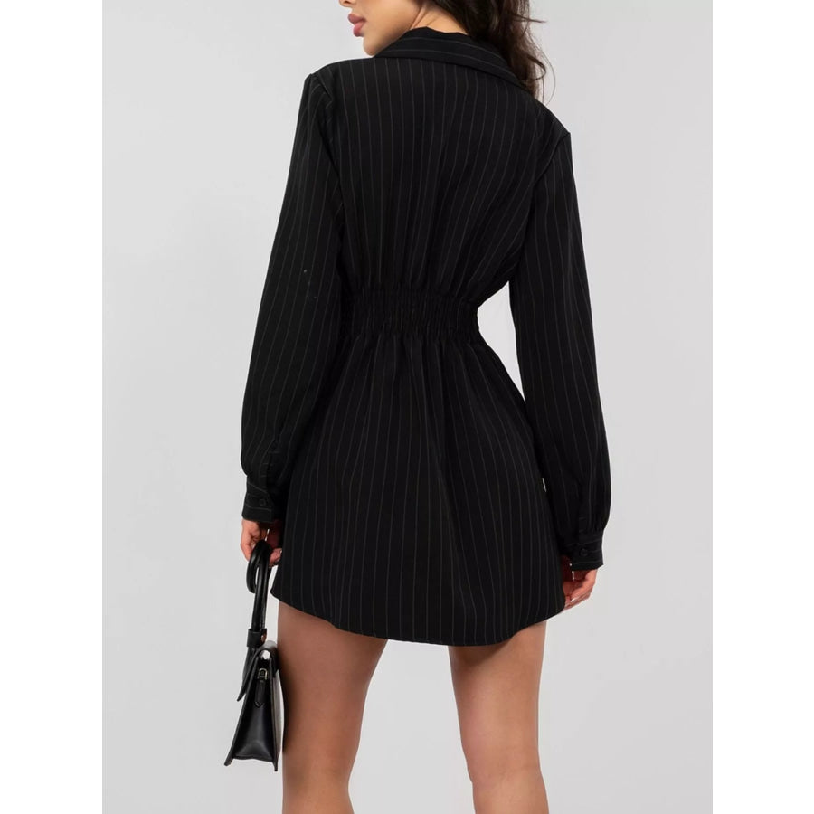 Striped Button-Down Mini Dress Apparel and Accessories