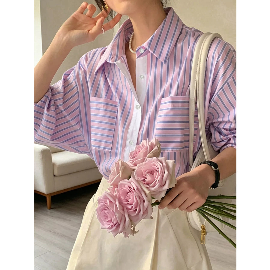 Striped Button-Down Shirt Apparel and Accessories