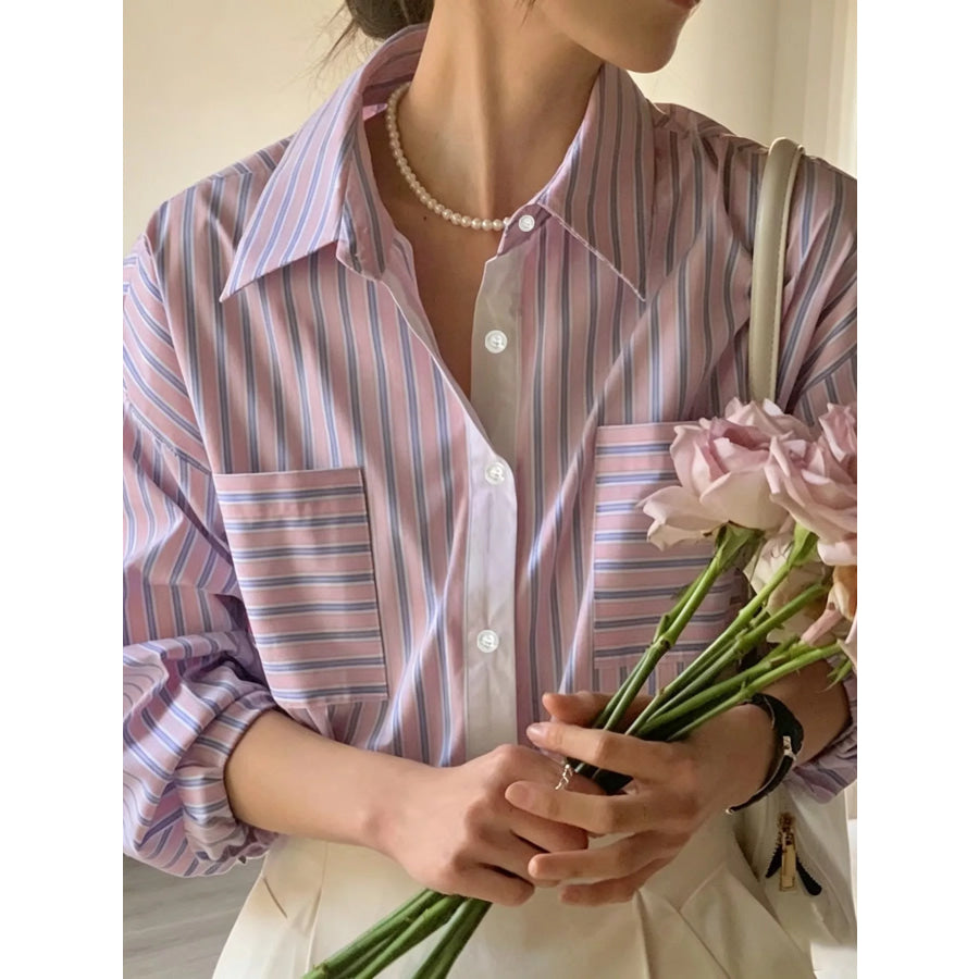 Striped Button-Down Shirt Apparel and Accessories
