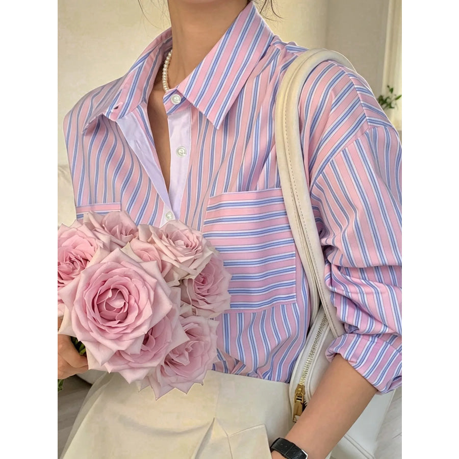Striped Button-Down Shirt Apparel and Accessories