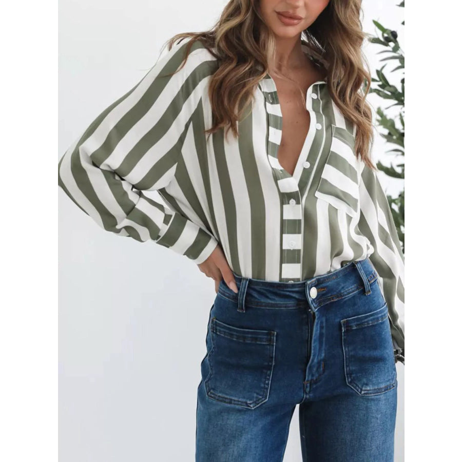 Striped Button-Down Shirt Apparel and Accessories