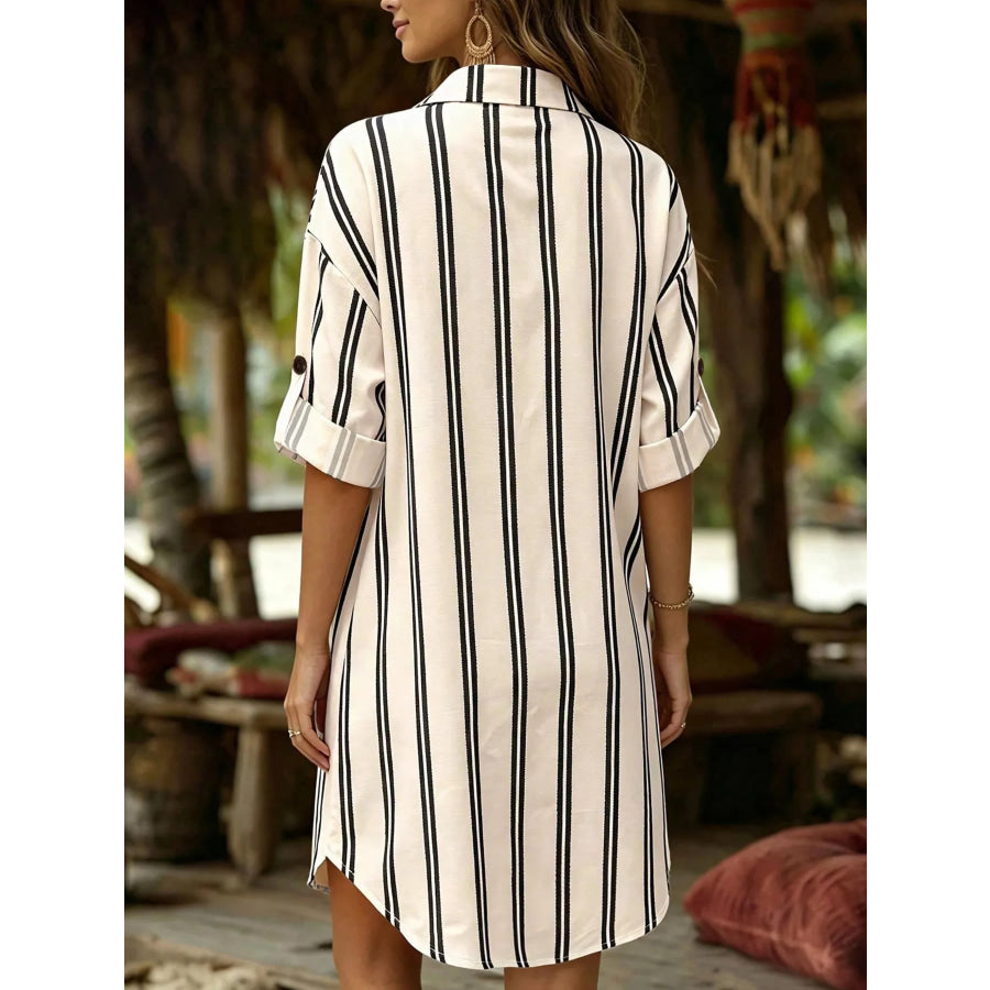 Striped Button-Down Shirt Dress Apparel and Accessories