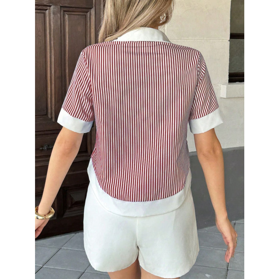 Striped Button-Down Short Sleeve Shirt Apparel and Accessories