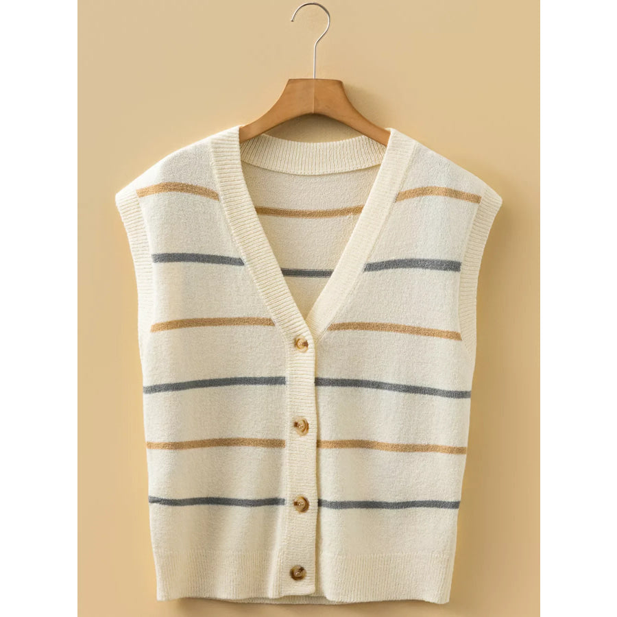 Striped Button-Down Sweater Vest Apparel and Accessories