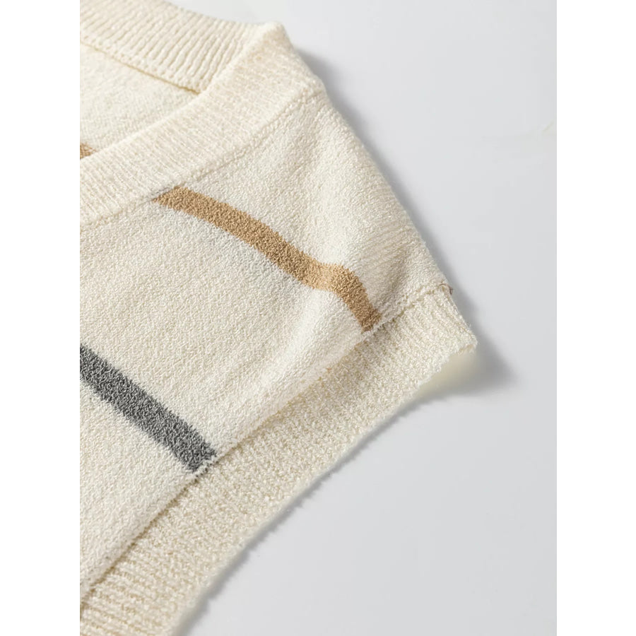 Striped Button-Down Sweater Vest Apparel and Accessories